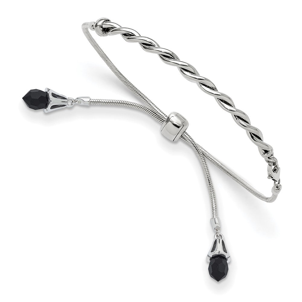 9 Zoll Sterlingsilber Antikisiert Reflections Schwarz Kristall Verstellbar Armband
