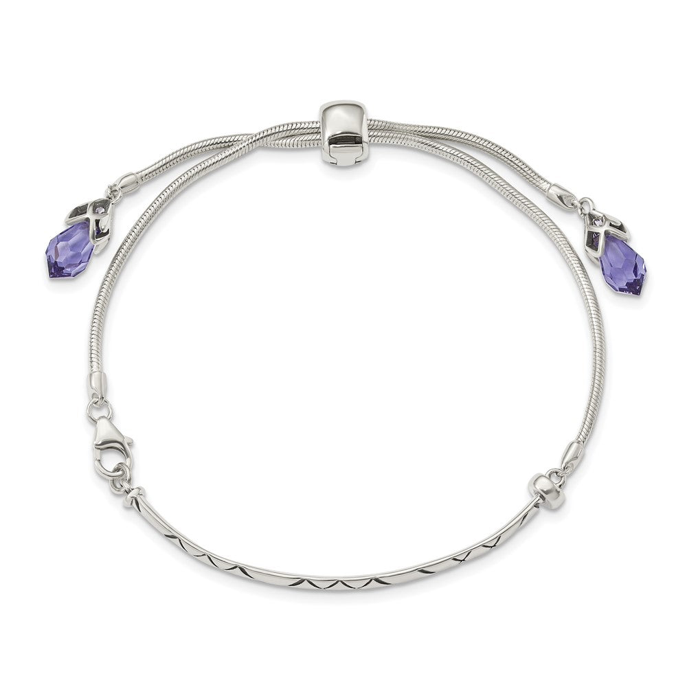 9 Zoll Sterlingsilber Antikisiert Reflections Lila Kristall Adj. Armband