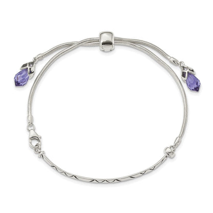 9 Zoll Sterlingsilber Antikisiert Reflections Lila Kristall Adj. Armband
