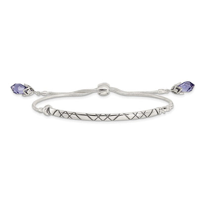 9 Zoll Sterlingsilber Antikisiert Reflections Lila Kristall Adj. Armband
