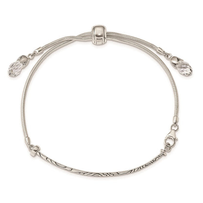 9 Zoll Sterlingsilber Antikisiert Reflections Klar Kristall Verstellbar Armband