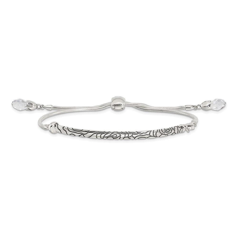 9 Zoll Sterlingsilber Antikisiert Reflections Klar Kristall Verstellbar Armband
