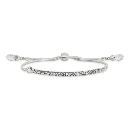 9 Zoll Sterlingsilber Antikisiert Reflections Klar Kristall Verstellbar Armband