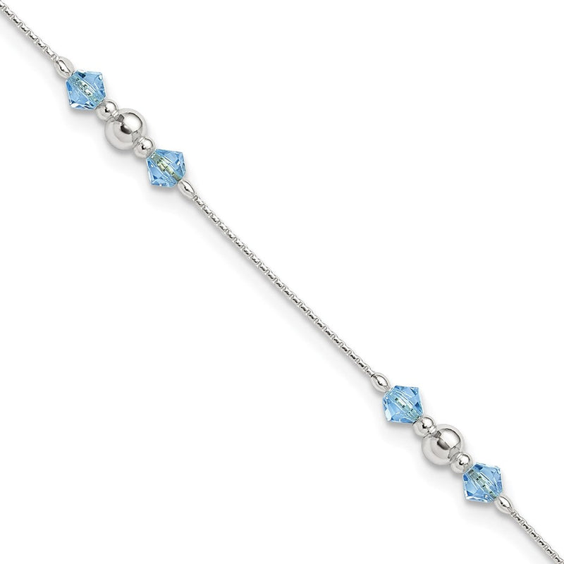 Sterlingsilber Poliert Perle und Zirkonia 9 Zoll Plus 1 Zoll. Verlängerung. Fußkettchen