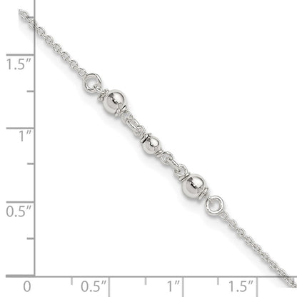 Sterlingsilber Poliert mit 1 Zoll. Verlängerung. Fantasie Fußkettchen