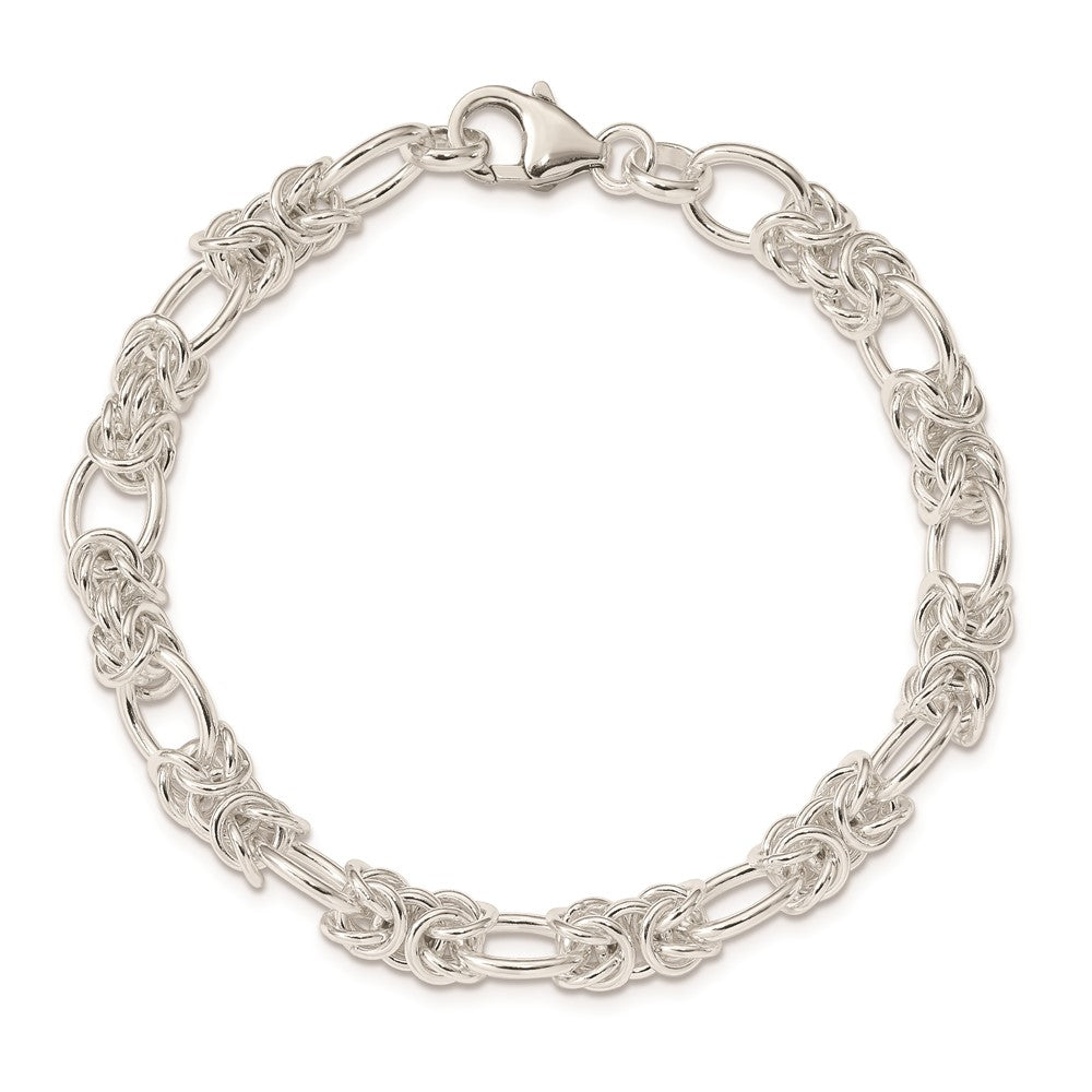 7.75 Zoll Sterlingsilber Poliert Fantasieglieder Armband