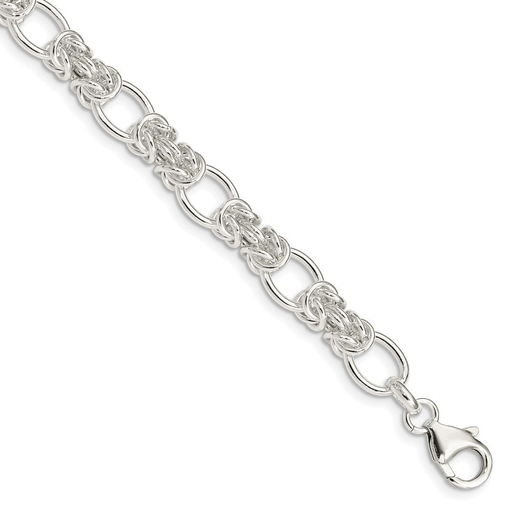 7.75 Zoll Sterlingsilber Poliert Fantasieglieder Armband