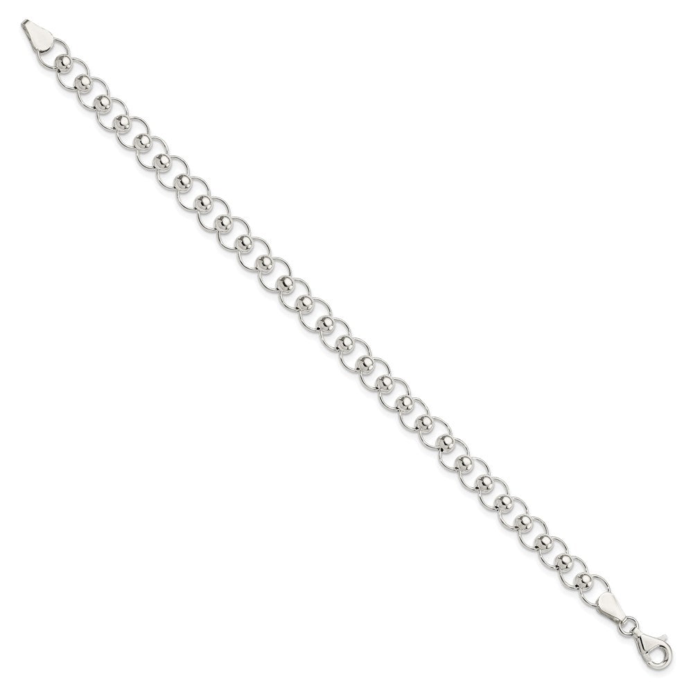 7.5 Zoll Sterlingsilber Poliert Gekugelt Armband