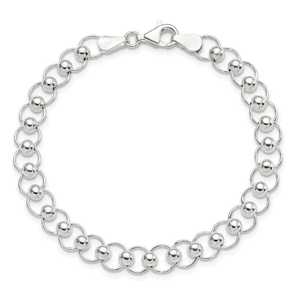 7.5 Zoll Sterlingsilber Poliert Gekugelt Armband