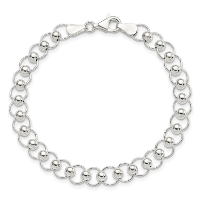 7.5 Zoll Sterlingsilber Poliert Gekugelt Armband