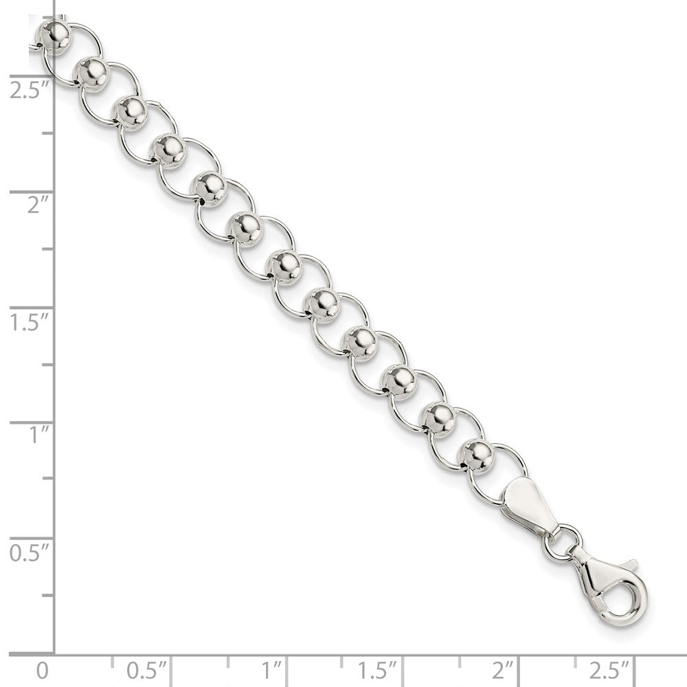 7.5 Zoll Sterlingsilber Poliert Gekugelt Armband