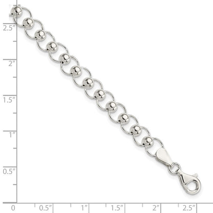 7.5 Zoll Sterlingsilber Poliert Gekugelt Armband