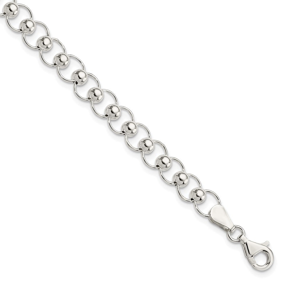 7.5 Zoll Sterlingsilber Poliert Gekugelt Armband