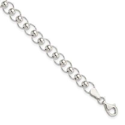 7.5 Zoll Sterlingsilber Poliert Gekugelt Armband