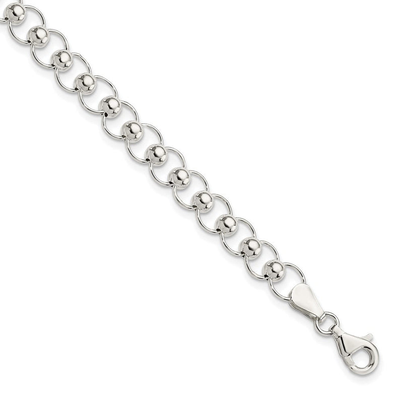 7.5 Zoll Sterlingsilber Poliert Gekugelt Armband