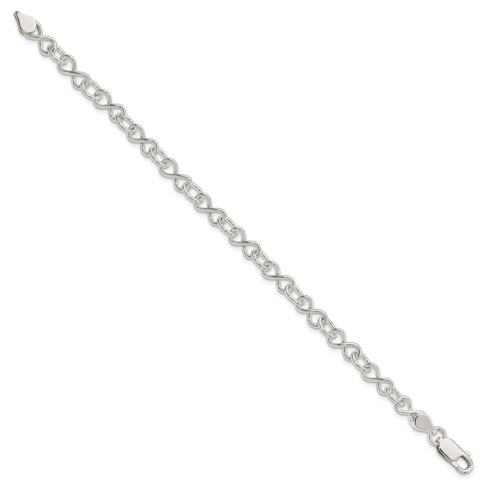 7.5 Zoll Sterlingsilber Poliert Fantasieglieder Armband