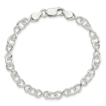 7.5 Zoll Sterlingsilber Poliert Fantasieglieder Armband