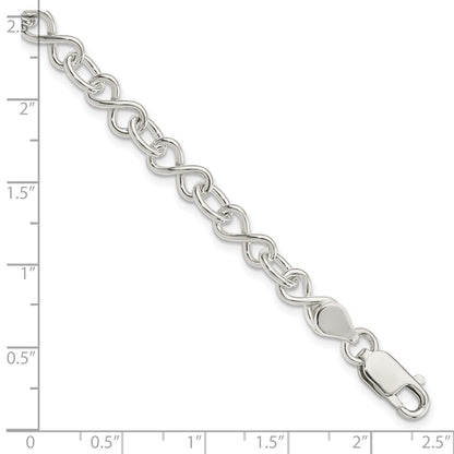 7.5 Zoll Sterlingsilber Poliert Fantasieglieder Armband