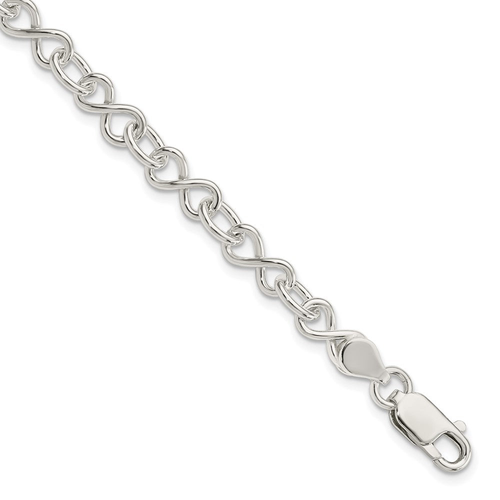 7.5 Zoll Sterlingsilber Poliert Fantasieglieder Armband