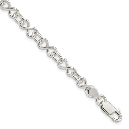 7.5 Zoll Sterlingsilber Poliert Fantasieglieder Armband