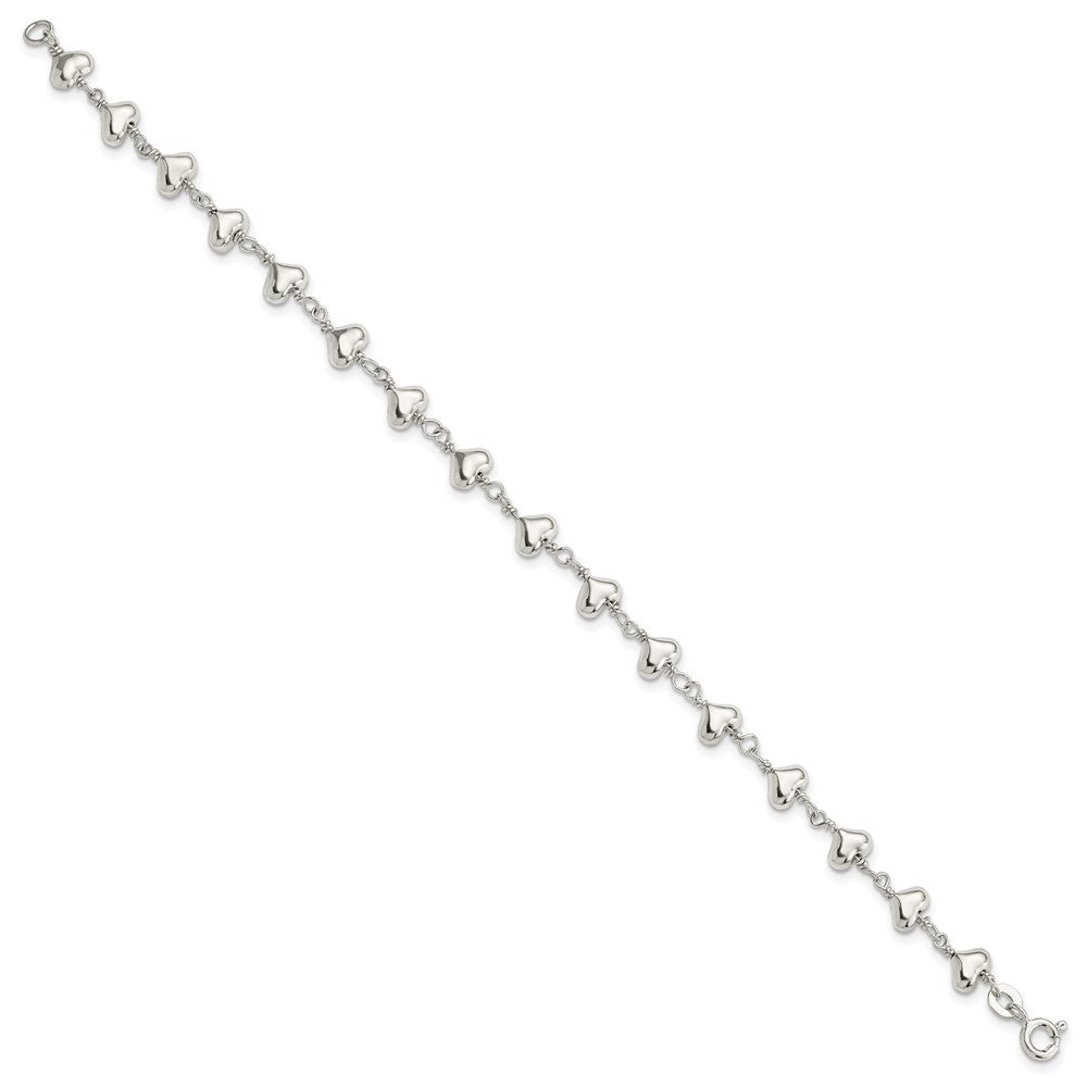 7.25 Zoll Sterlingsilber Poliert Herz Glieder Armband