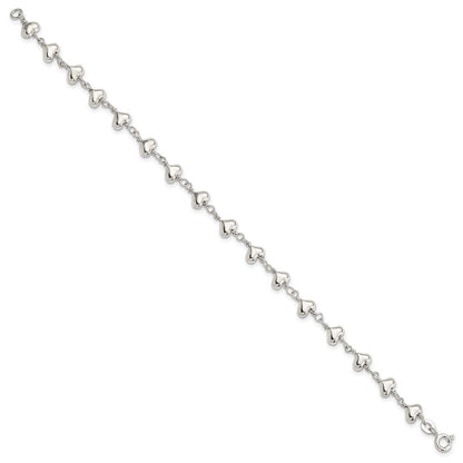 7.25 Zoll Sterlingsilber Poliert Herz Glieder Armband