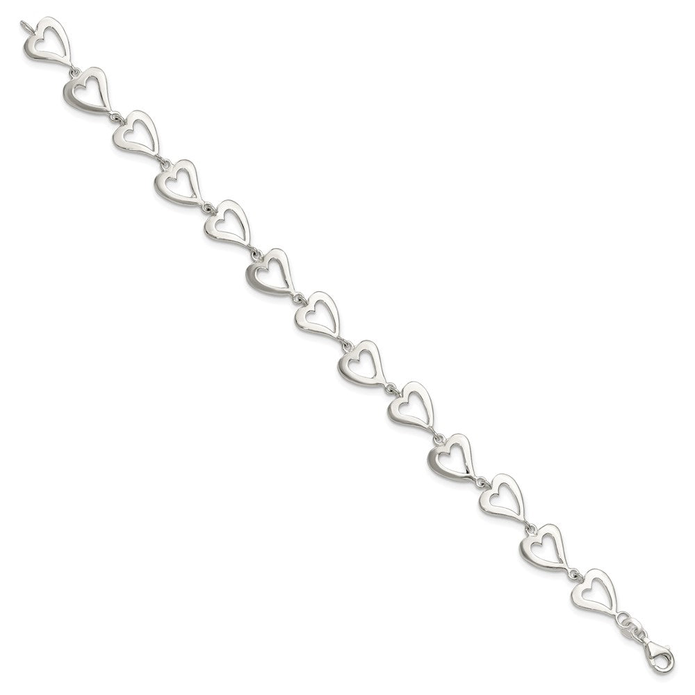 7.5 Zoll Sterlingsilber Poliert Herz Armband