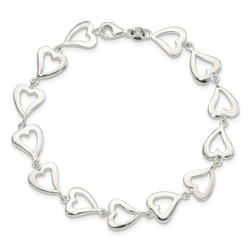 7.5 Zoll Sterlingsilber Poliert Herz Armband
