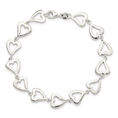 7.5 Zoll Sterlingsilber Poliert Herz Armband