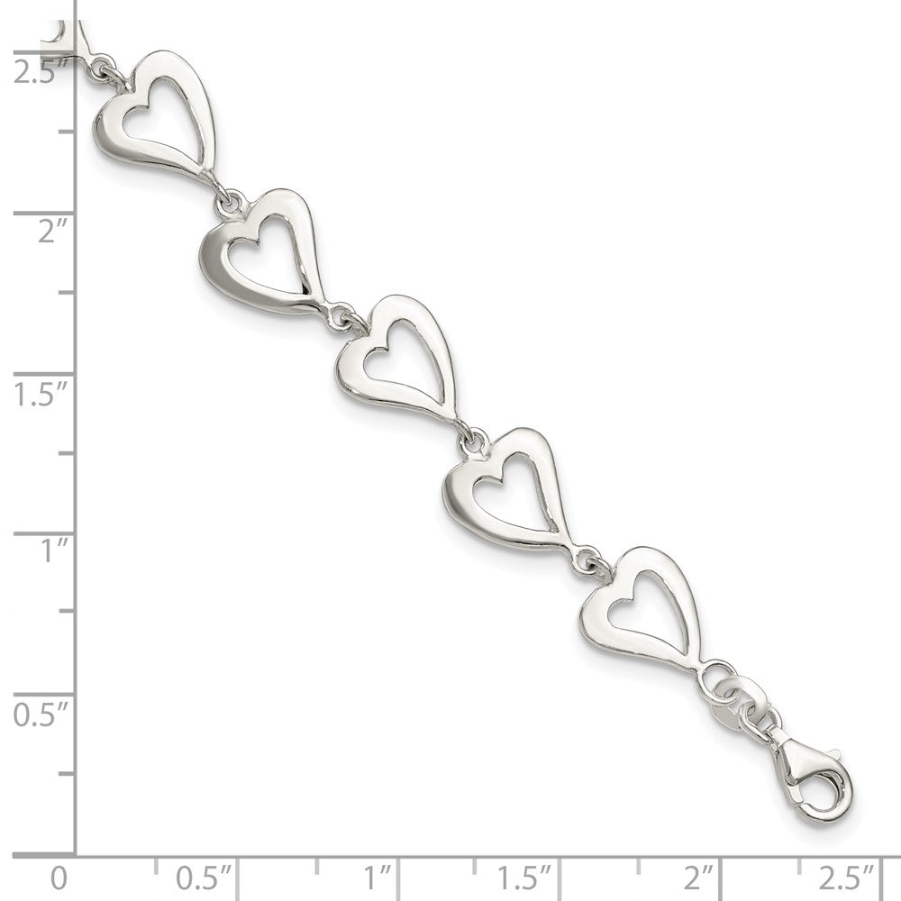 7.5 Zoll Sterlingsilber Poliert Herz Armband