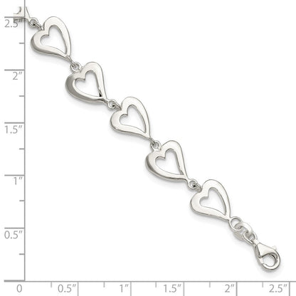 7.5 Zoll Sterlingsilber Poliert Herz Armband