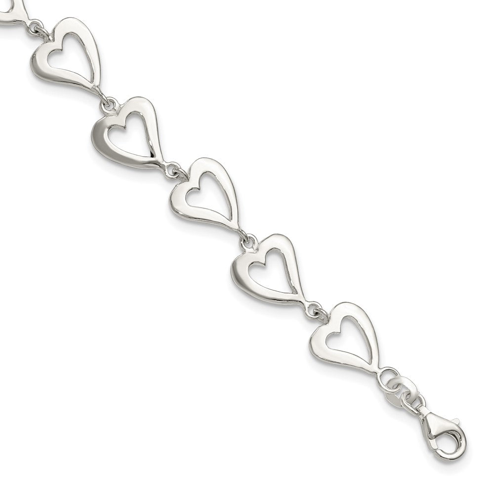 7.5 Zoll Sterlingsilber Poliert Herz Armband