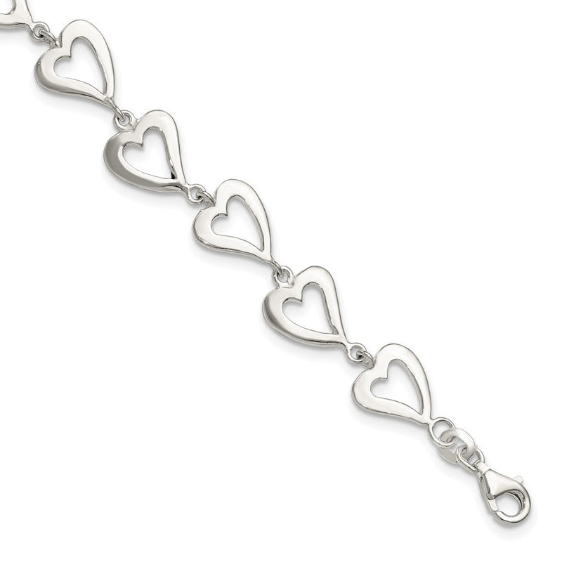 7.5 Zoll Sterlingsilber Poliert Herz Armband