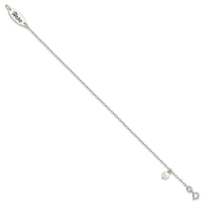 7.5 Zoll Sterlingsilber Poliert Synthetisch Perle Hängend Hoffnung Armband