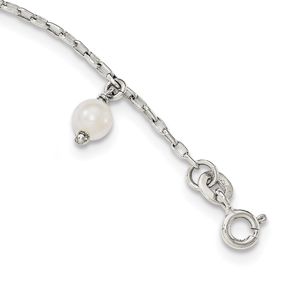 7.5 Zoll Sterlingsilber Poliert Synthetisch Perle Hängend Hoffnung Armband