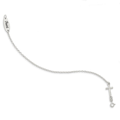 7.5 Zoll Sterlingsilber Poliert Emaille Glaube und Kreuz Armband