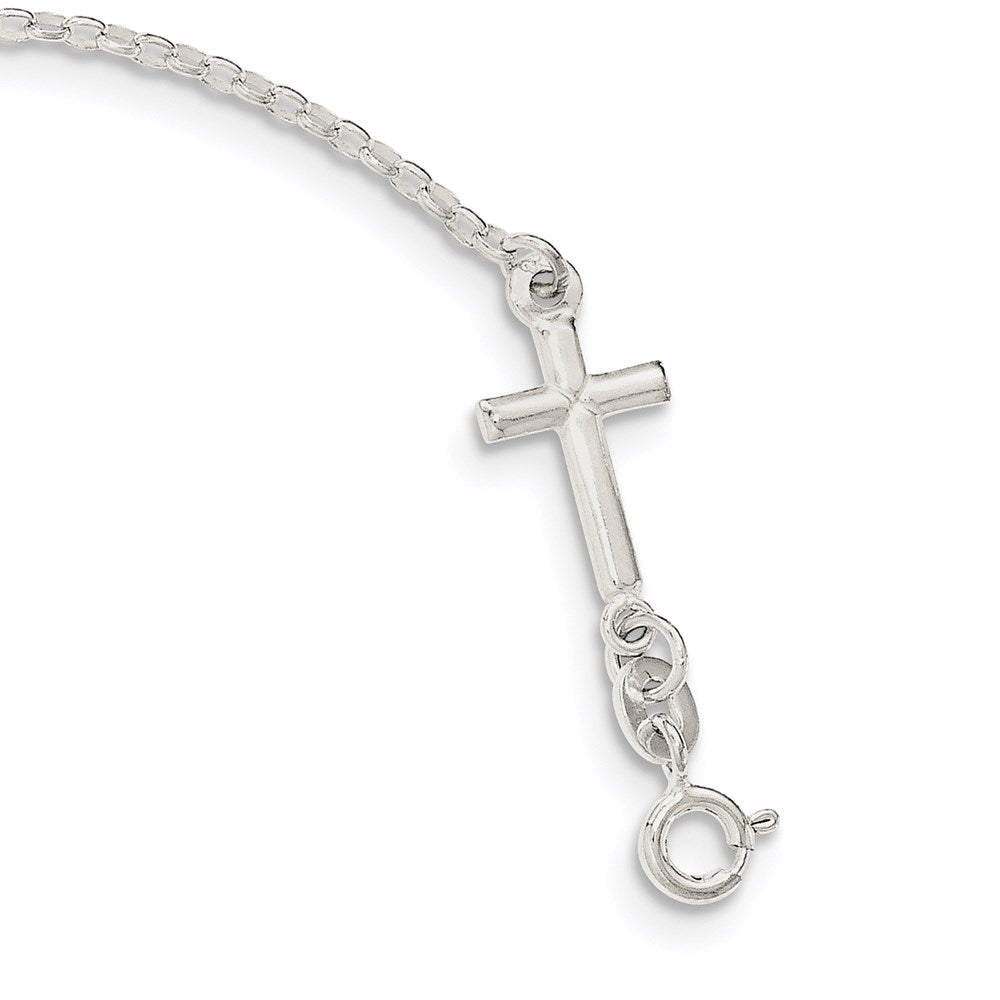 7.5 Zoll Sterlingsilber Poliert Emaille Glaube und Kreuz Armband