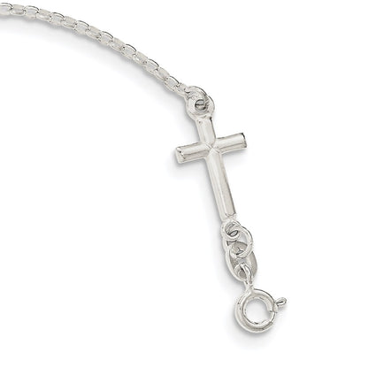 7.5 Zoll Sterlingsilber Poliert Emaille Glaube und Kreuz Armband