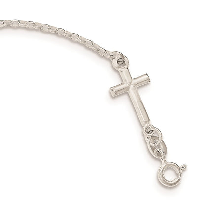 7.5 Zoll Sterlingsilber Poliert Emaille Glaube und Kreuz Armband