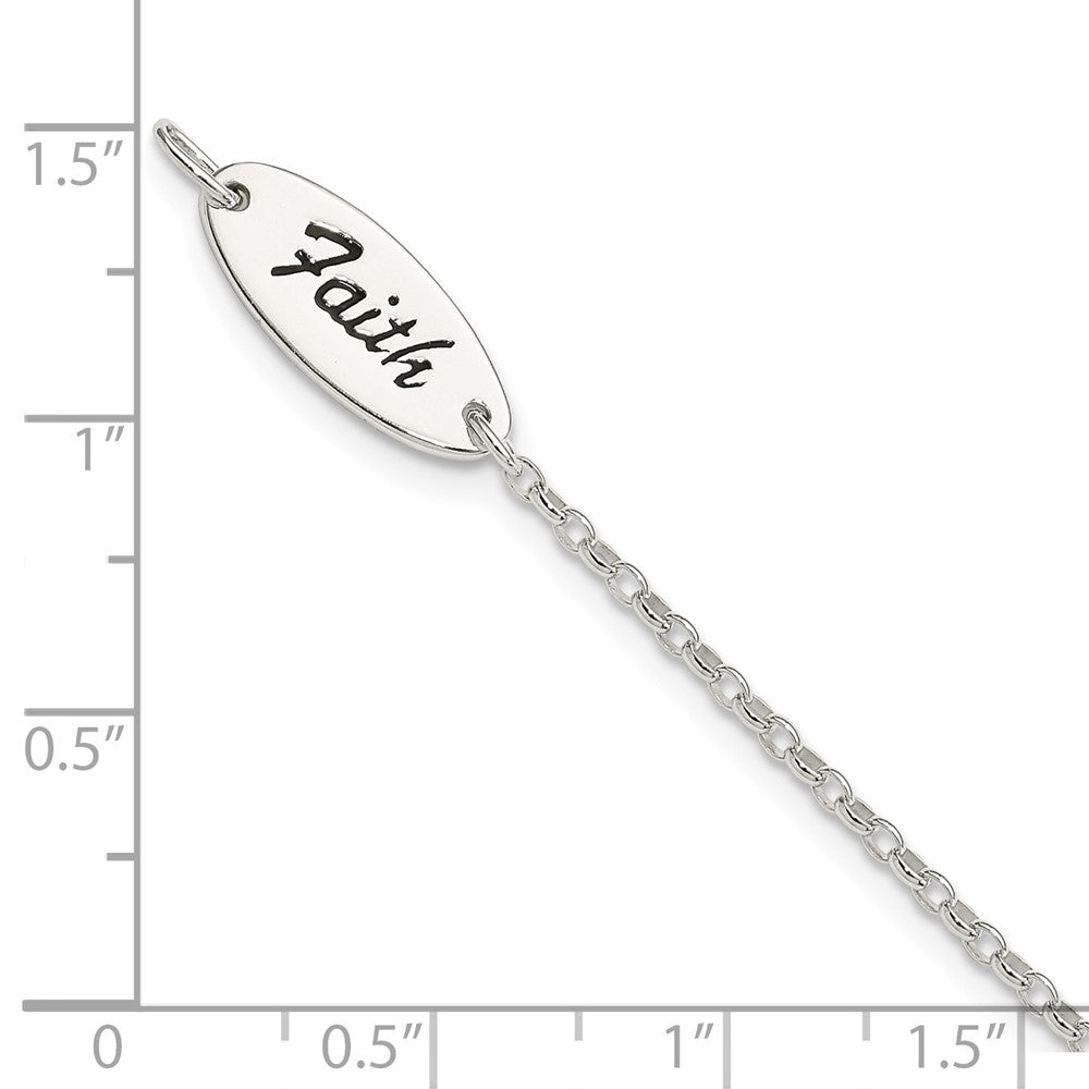 7.5 Zoll Sterlingsilber Poliert Emaille Glaube und Kreuz Armband
