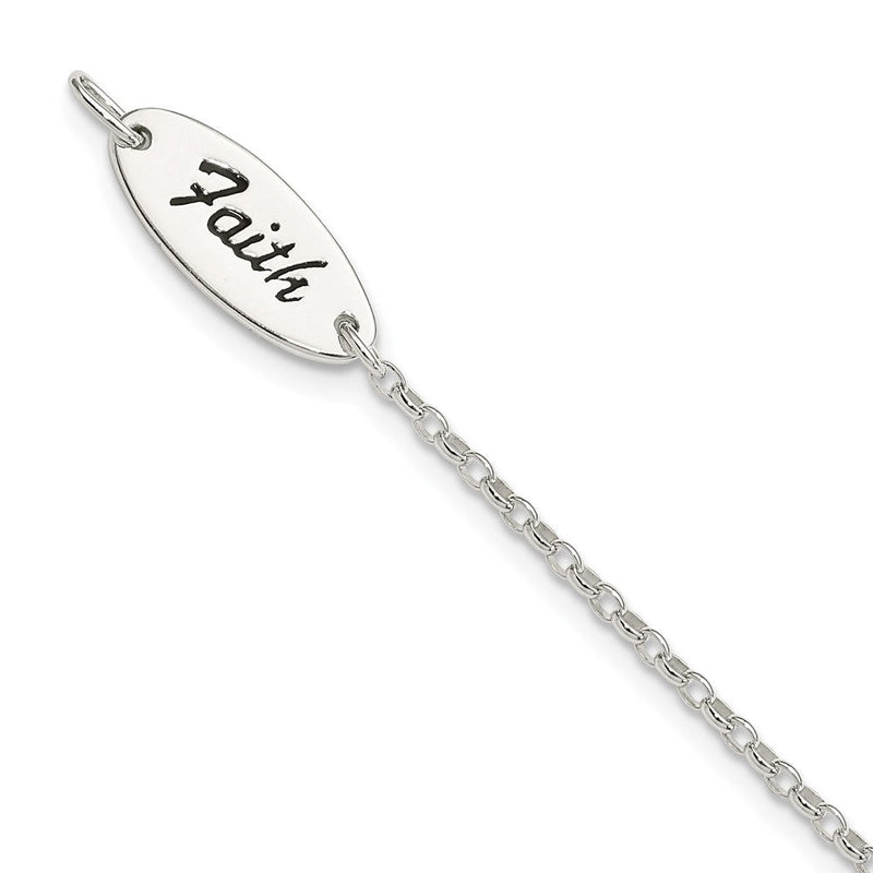 7.5 Zoll Sterlingsilber Poliert Emaille Glaube und Kreuz Armband