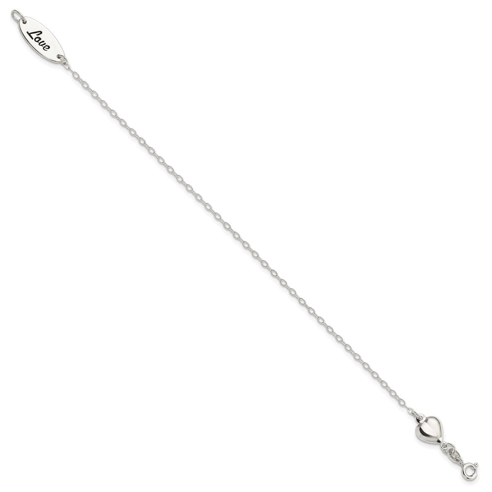 7.5 Zoll Sterlingsilber Poliert Emaille Herz Liebe Armband