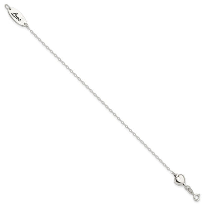7.5 Zoll Sterlingsilber Poliert Emaille Herz Liebe Armband