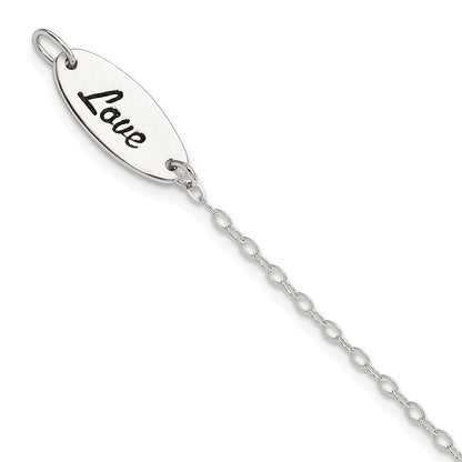 7.5 Zoll Sterlingsilber Poliert Emaille Herz Liebe Armband