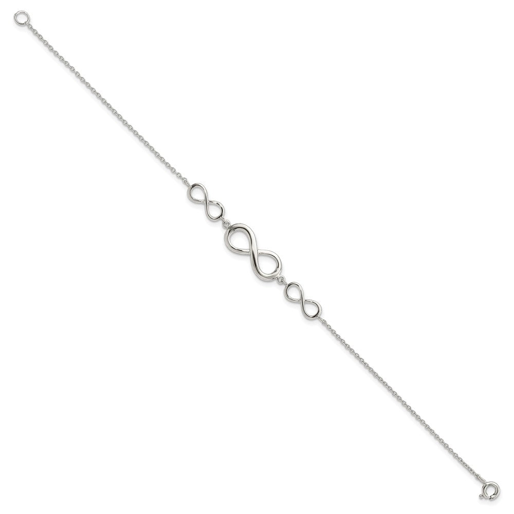 7.25 Zoll Sterlingsilber Rhodiniert Poliert Unendlichkeit Symbol Armband