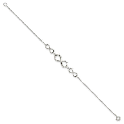 7.25 Zoll Sterlingsilber Rhodiniert Poliert Unendlichkeit Symbol Armband