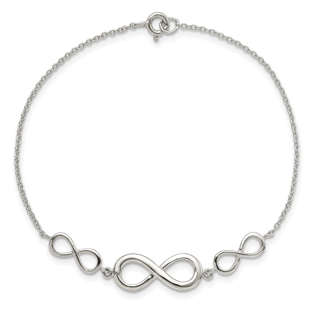 7.25 Zoll Sterlingsilber Rhodiniert Poliert Unendlichkeit Symbol Armband