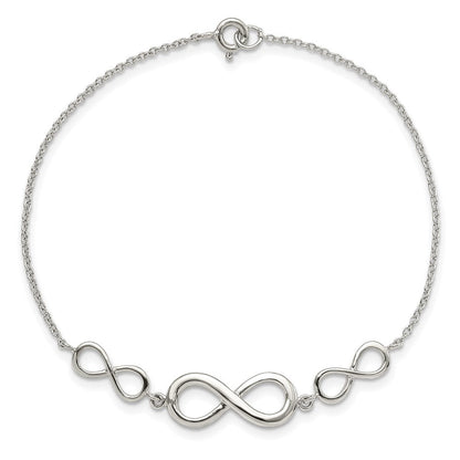 7.25 Zoll Sterlingsilber Rhodiniert Poliert Unendlichkeit Symbol Armband