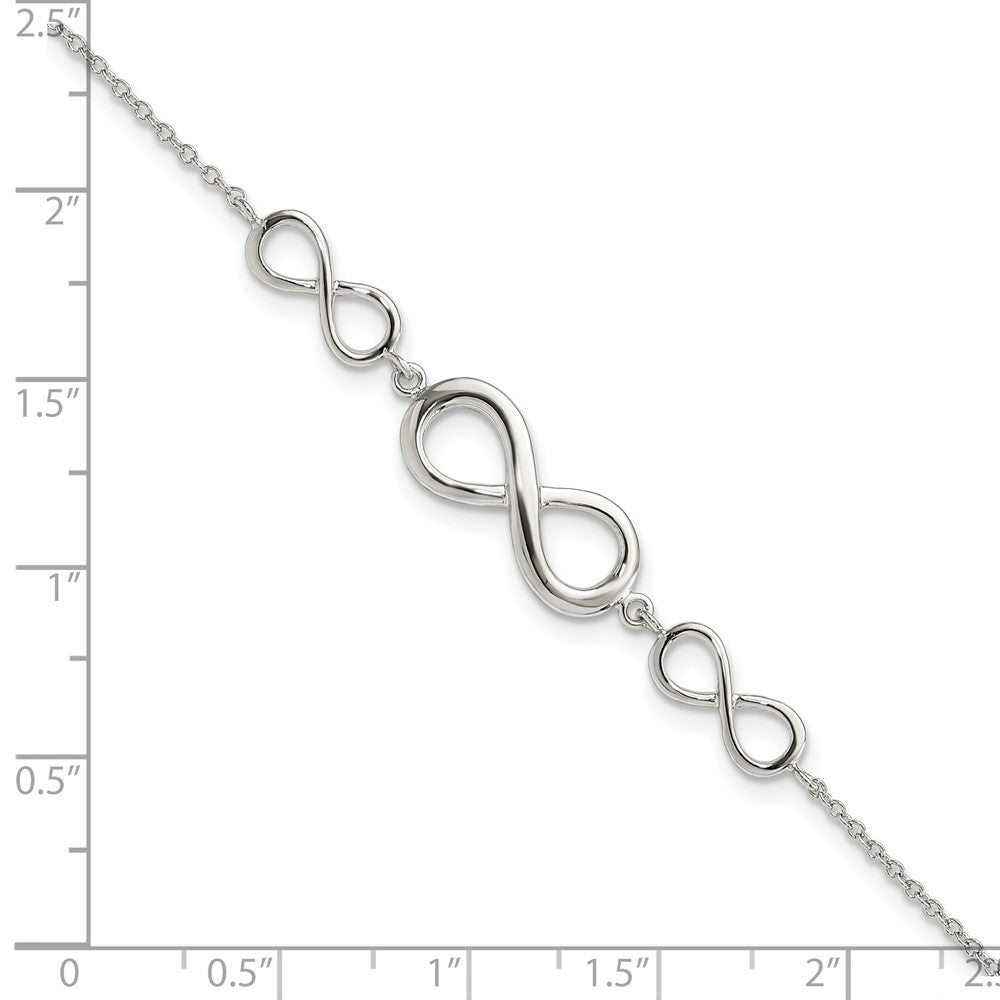 7.25 Zoll Sterlingsilber Rhodiniert Poliert Unendlichkeit Symbol Armband