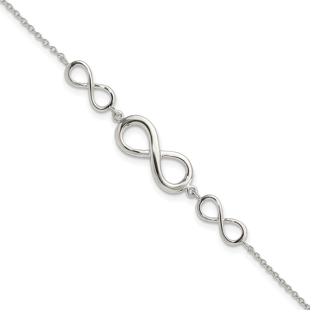 7.25 Zoll Sterlingsilber Rhodiniert Poliert Unendlichkeit Symbol Armband